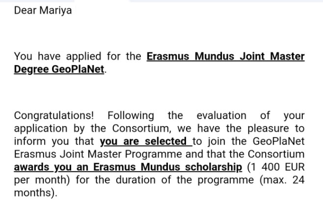 Поступление Марии на стипендию Erasmus Mundus изображение 1