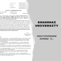 Поступление Алины С. в Shanghai University c частичной университетской стипендией Shanghai University Scholarship [магистратура]