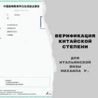 Верификация китайской степени Михаила Р. для итальянской визы