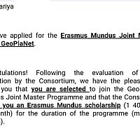 Поступление Марии на стипендию Erasmus Mundus